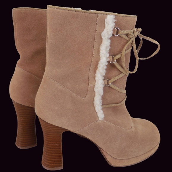 Mudd Women's Suede Ankle Boots Sz 11 Y2K Faux Fur lining - Picture 2 of 9